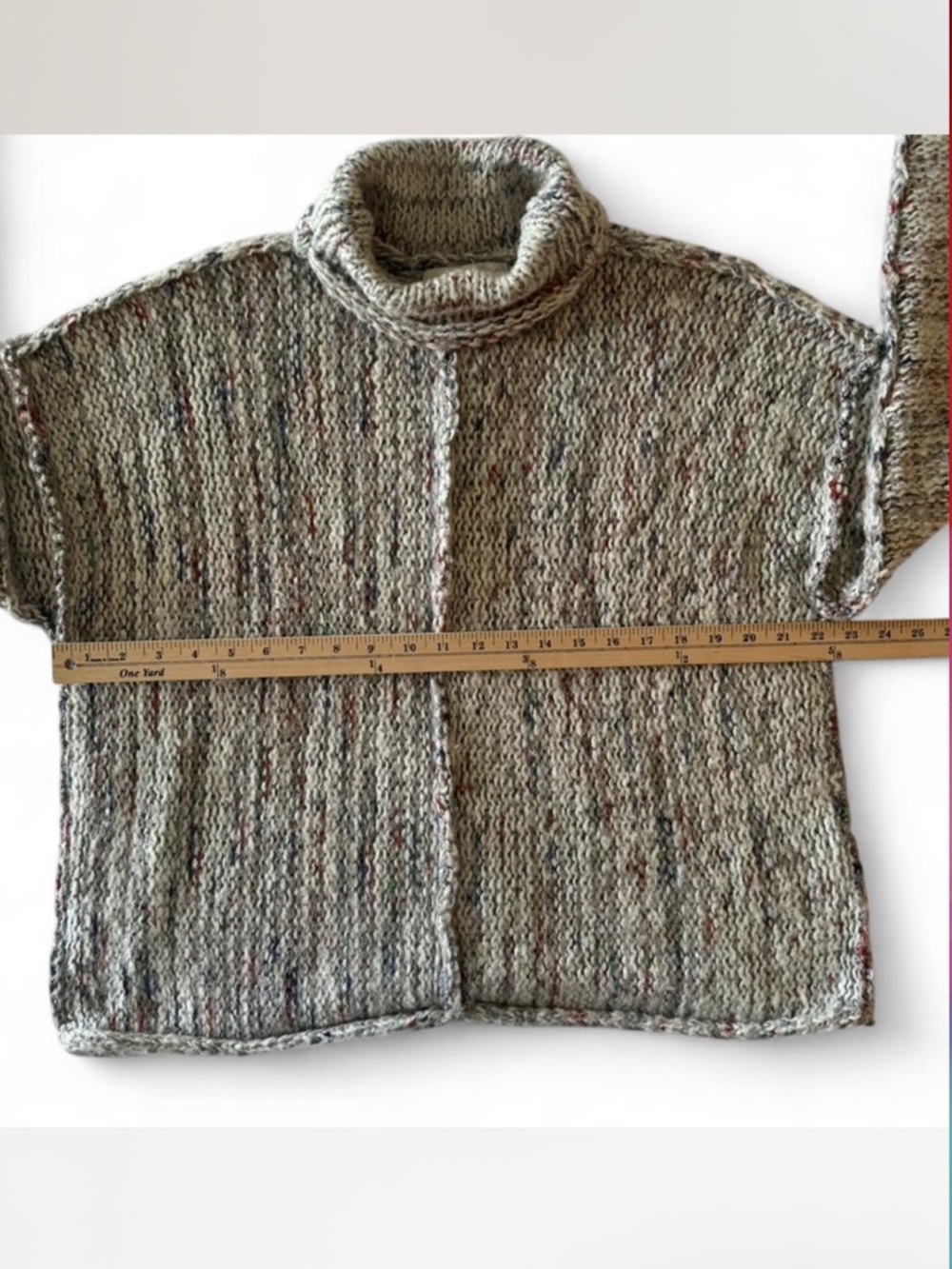 Anthropologie Pilcro Turtleneck Sweater Cream Brown Fleck Chunky Knit M - Picture 5 of 8
